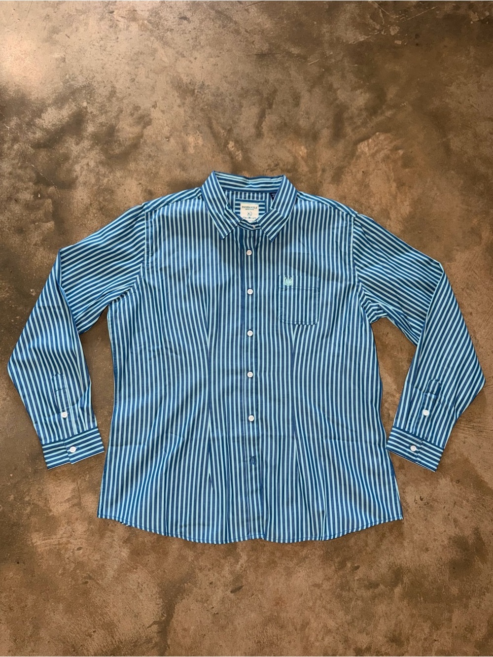 Panhandle Rough Stock Blue Stripe Button Down Shirt XL Western Cotton